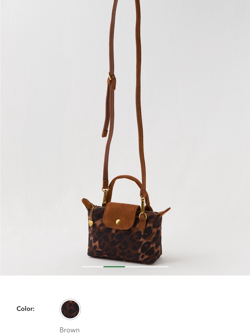 American Eagle Outfitters Brown Leopard Print Crossbody with Suede Flap
